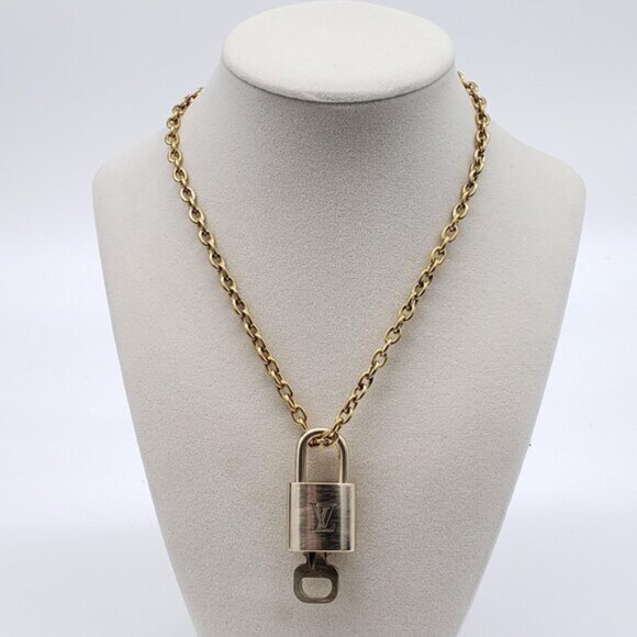 Authentic Louis Vuitton Gold Lock w/ Unbranded Stainless Steel Chain - Picture 6 of 7